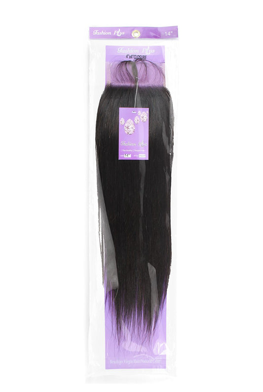 Fashion Plus - 100% Human Hair Brazilian Virgin 4x4 Lace Closure