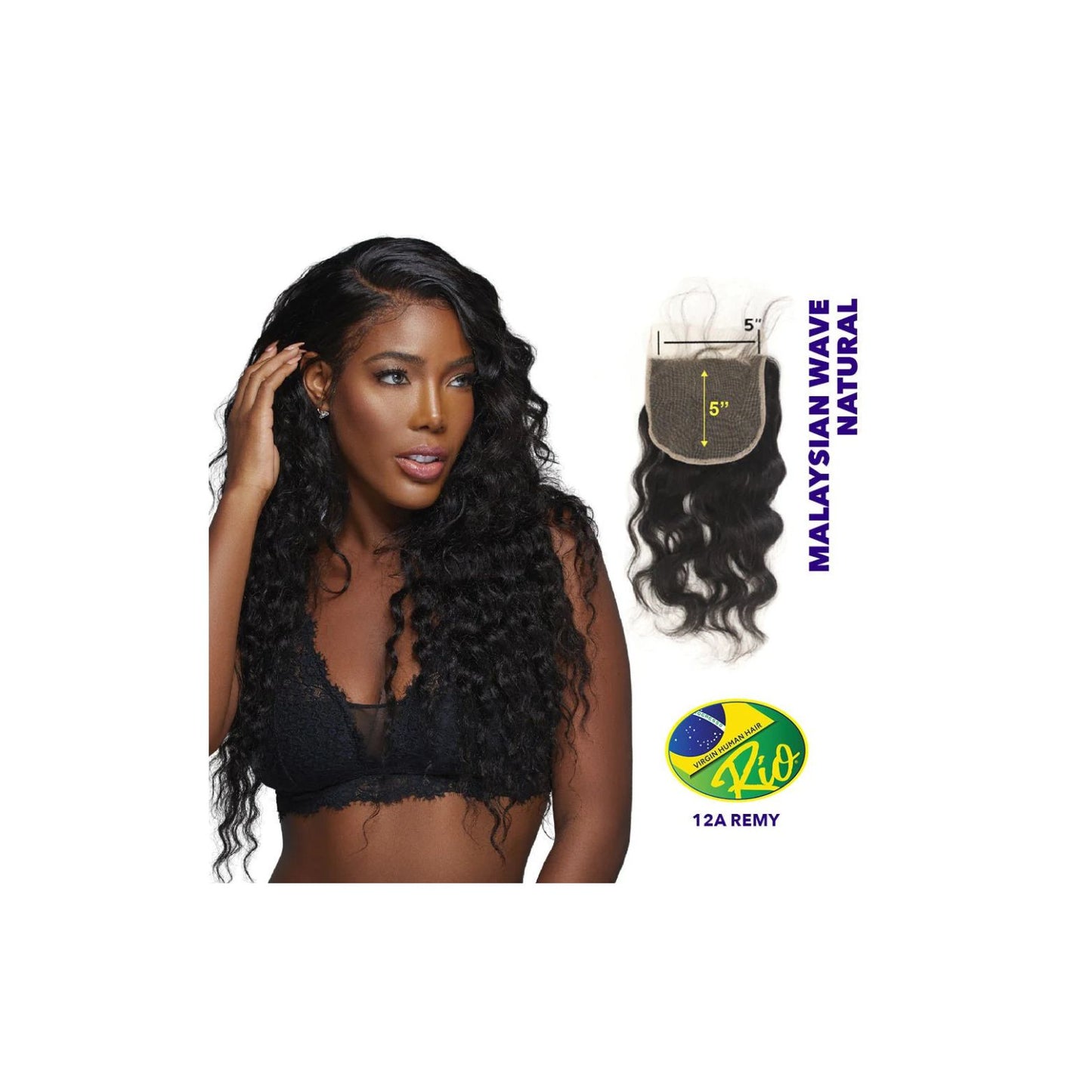 Rio 100% Virgin Human Hair 5x5 Closure - Wavy Style