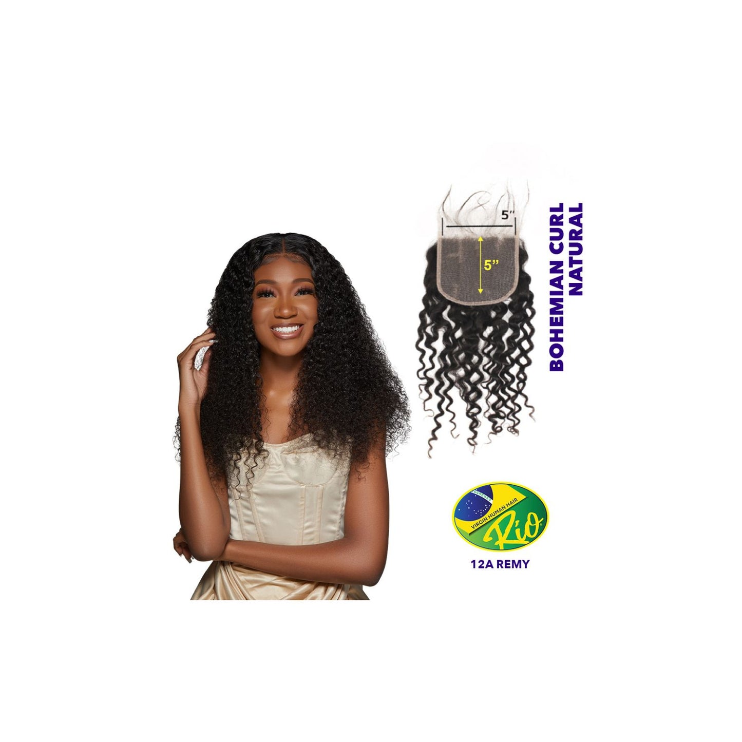 Rio 100% Virgin Human Hair 5x5 Closure - Curly Styles