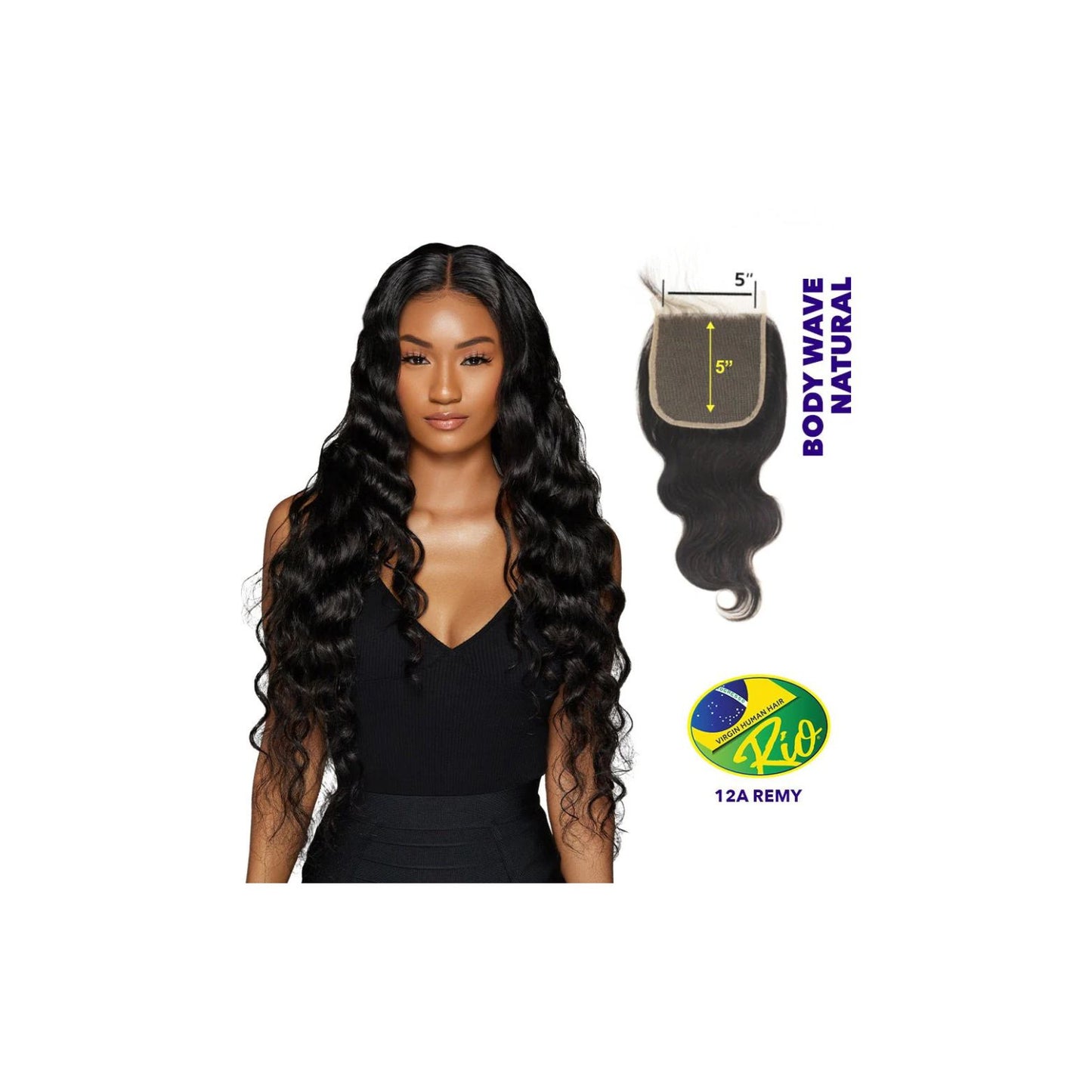 Rio 100% Virgin Human Hair 5x5 Closure - Wavy Style