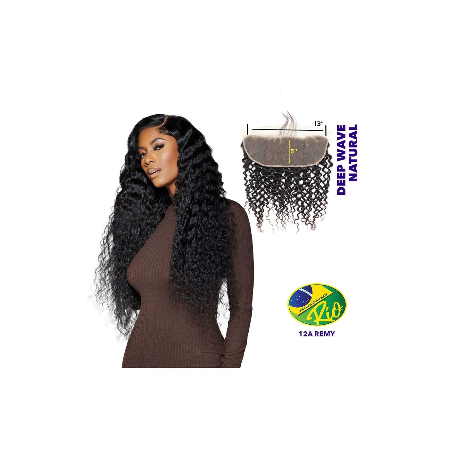 RIO 100% Virgin Human Hair 13x5 Frontal - Deep Wave